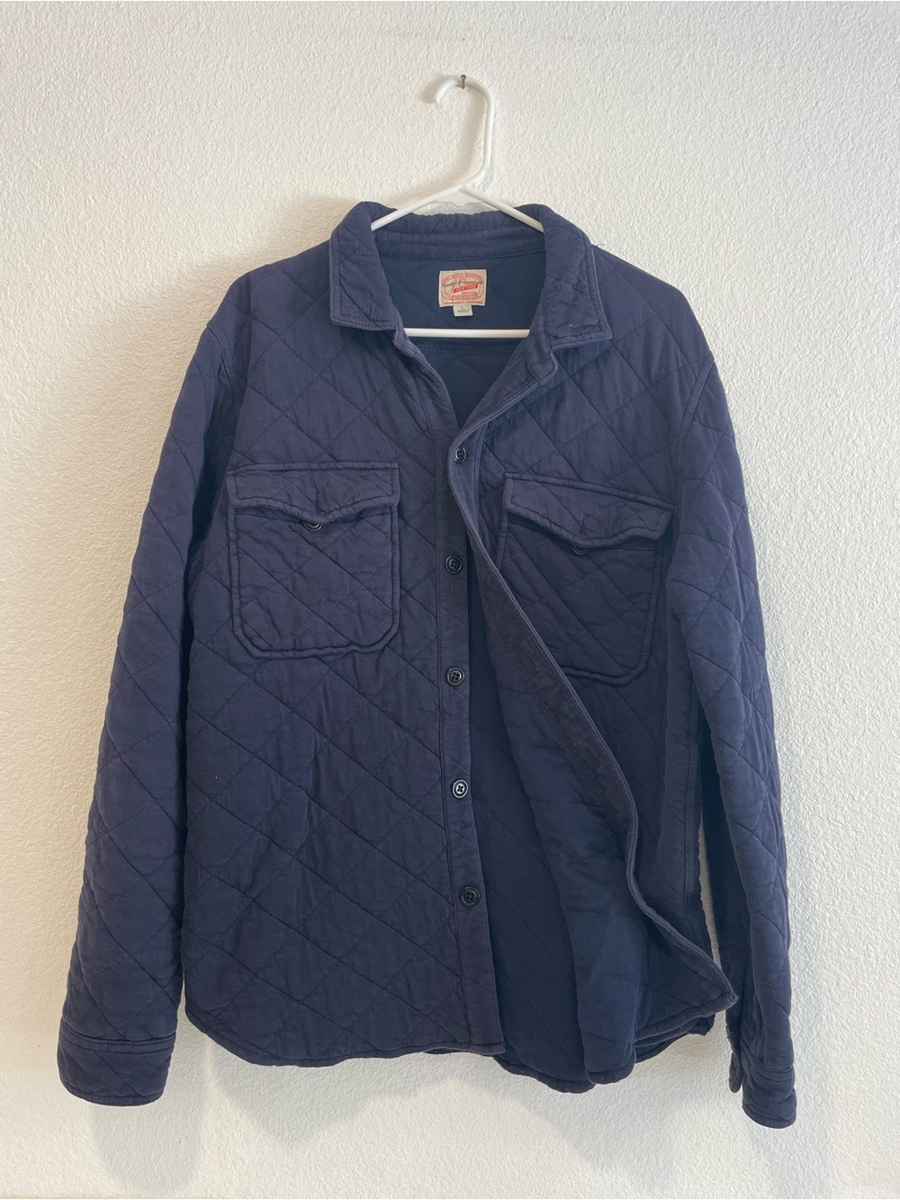 J. Crew Navy Quilted Button-Front Jacket